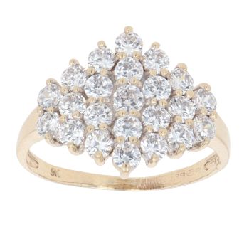 9ct Yellow Gold Cubic Zirconia Cluster Ring