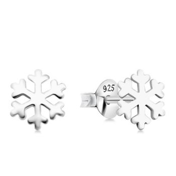 Silver 7x8mm Snowflake Stud Earrings