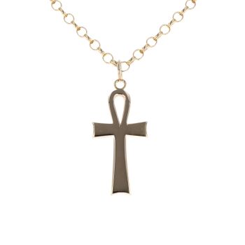9ct Yellow Gold Ankh Pendant and Belcher Chain 26"