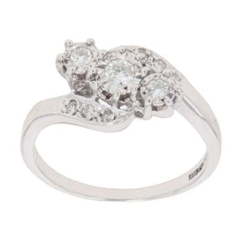 9ct White Gold 0.25ct Brilliant Cut Diamond Trilogy Ring