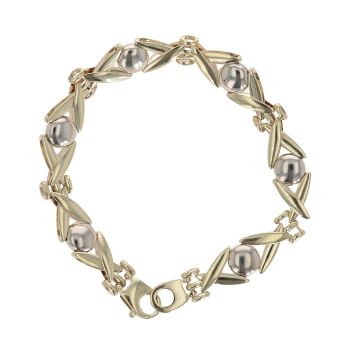 9ct Yellow And White Gold Fancy Bracelet 7.5"