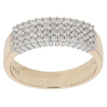 9ct Yellow Gold 0.50ct Brilliant Cut Diamond Four Row Ring