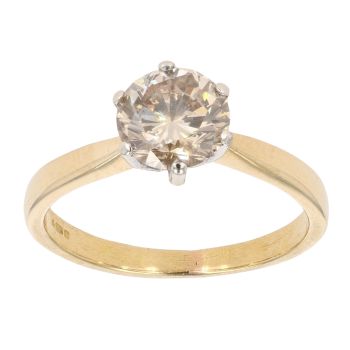 18ct Yellow Gold Champagne 1.50ct Diamond Solitaire Ring