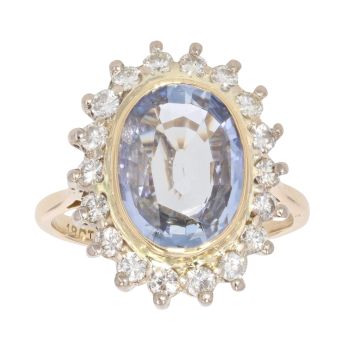 9ct Yellow Gold Sapphire and 0.70ct Diamond Cluster Ring