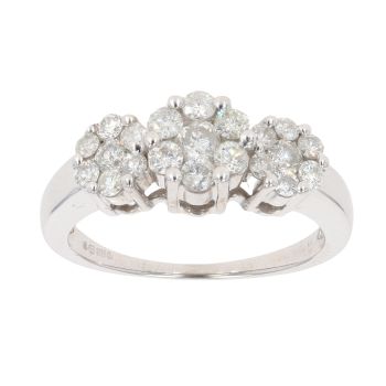 9ct White Gold 1.00ct Diamond Cluster Ring