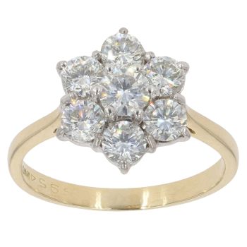 18ct Yellow Gold 1.50ct Brilliant Cut Diamond Cluster Ring