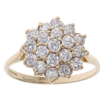 9ct Yellow Gold Cubic Zirconia Cluster Ring