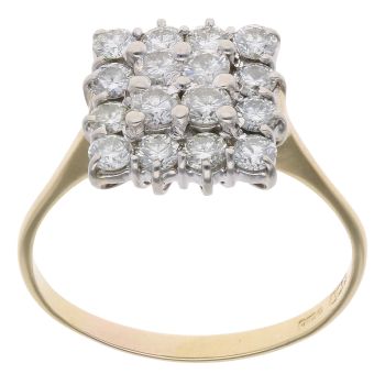 18ct Yellow Gold 1.10cts Brilliant Cut Diamond Cluster Ring