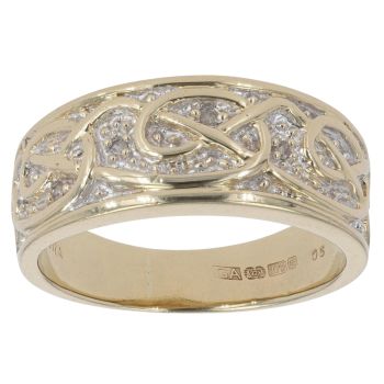 9ct Yellow Gold 0.05ct Diamond Celtic Ring