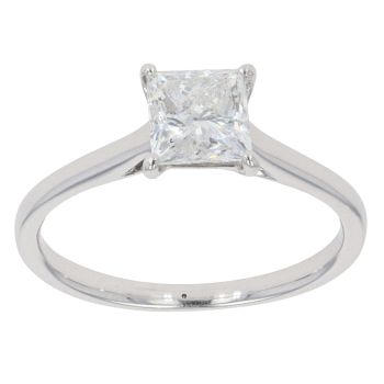 18ct White Gold 1.00ct Princess Cut Diamond Solitaire Ring