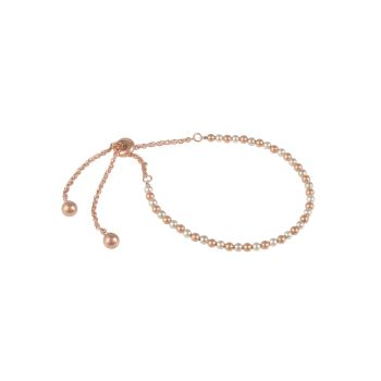 Sterling Silver And Rose Gold Plated Beaded Toggle Bracelet