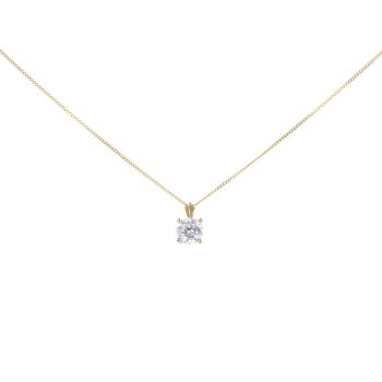 9ct Yellow Gold Cubic Zirconia Solitaire Pendant & Chain 18"