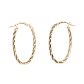 9ct Yellow Gold Oval Twist Hoop Earrings