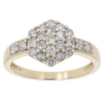 9ct Yellow Gold 1.00ct Diamond Cluster Ring