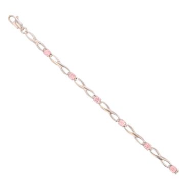 9ct White Gold Pink Cubic Zirconia Bracelet 7"