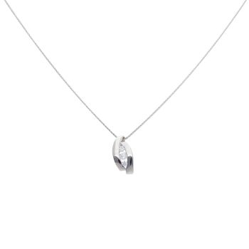 9ct White Gold Cubic Zirconia Fancy Wave Pendant and Chain 18"