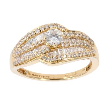 18ct Yellow Gold 1.00ct Baguette And Brilliant Cut Diamond Fancy Ring