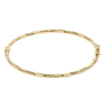 9ct Yellow Gold Hinged Hammered Style Bangle