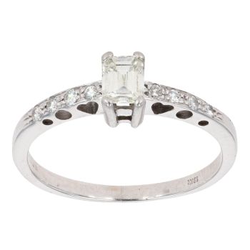18ct White Gold 0.60ct Baguette Cut Solitaire Ring