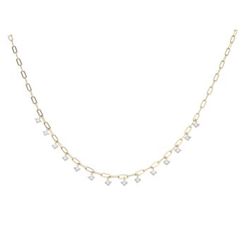 Silver Gold Plated Cubic Zirconia Chain 18"