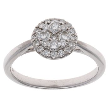 9ct White Gold 0.50ct Brilliant Cut Diamond Cluster Ring
