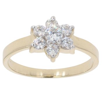 9ct Yellow Gold Cubic Zirconia Cluster Ring