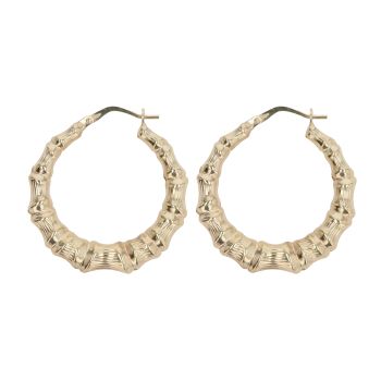 9ct Yellow Gold Bamboo Hoop Earrings