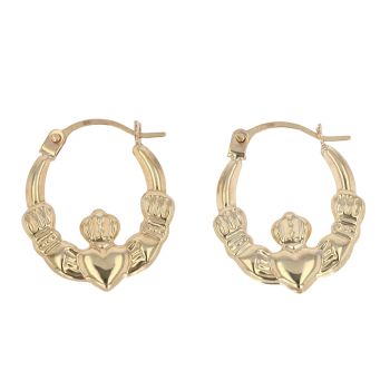9ct Yellow Gold Mini Claddagh Creole Earrings