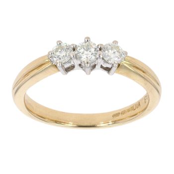 18ct Yellow And White Gold 0.33ct Diamond Trilogy Ring