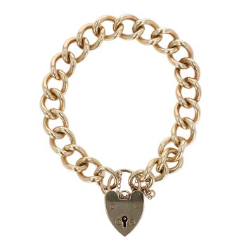 9ct Yellow Gold Heart Charm Bracelet 7"