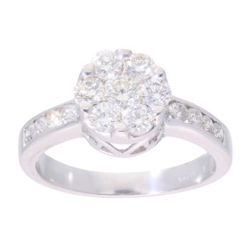 14ct White Gold 1.15ct Diamond Cluster Ring