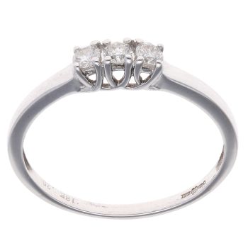 18ct White Gold 0.20ct Brilliant Cut Diamond Trilogy Ring