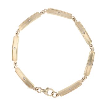 9ct Yellow Gold 0.15ct Diamond Bracelet 7"