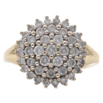 9ct Yellow Gold 1.00ct Brilliant Cut Diamond Cluster Ring