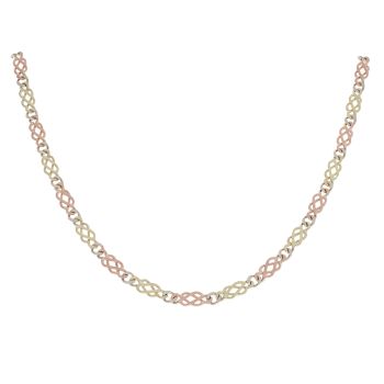 9ct Yellow, White And Rose Gold Celtic Chain 18"