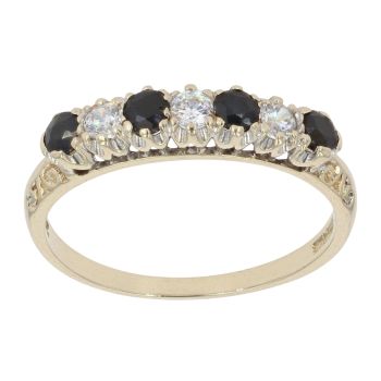 9ct Yellow Gold Sapphire And Cubic Zirconia Eternity Ring