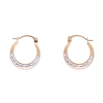 9ct Yellow And White Gold Creole Earrings