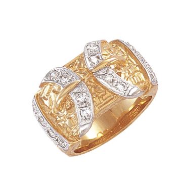 9ct Yellow Gold Cubic Zirconia Double Buckle Ring