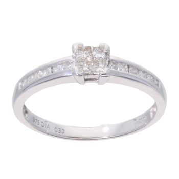 9ct White Gold 0.33ct Diamond Princess Cut Diamond Cluster Ring