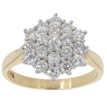 18ct Yellow Gold 1.00ct Brilliant Cut Diamond Cluster Ring