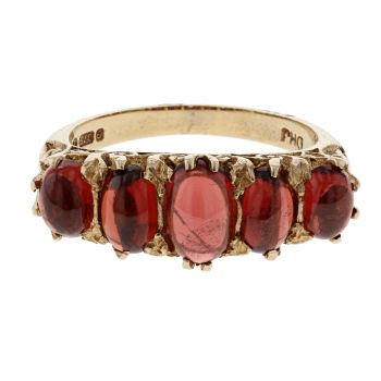 9ct Yellow Gold Five Stone Garnet Ring