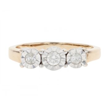 9ct Yellow Gold 0.25ct Diamond Trilogy Ring