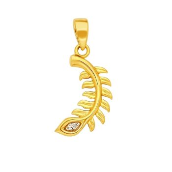 22ct Yellow Gold Dailywear Cubic Zirconia Feather Pendant