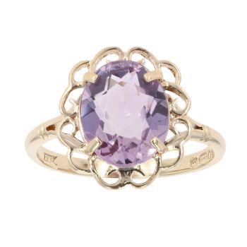 9ct Yellow Gold Single Stone Amethyst Ring
