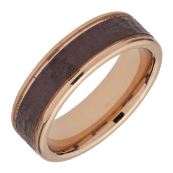 Tungsten Carbide With Rose and Brown IP Plating 7mm Ring