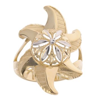 14ct Yellow And White Gold Floral Ring