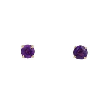 9ct Yellow Gold Amethyst Stud Earrings