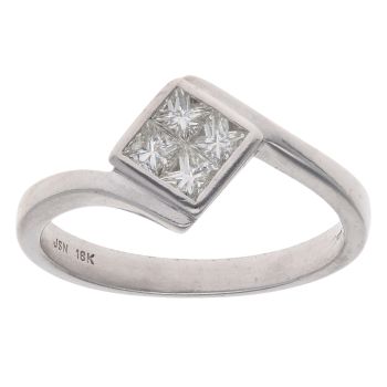 18ct White Gold 0.50ct Princess Cut Diamond Cluster Ring