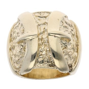 9ct Yellow Gold Patterned Buckle Ring