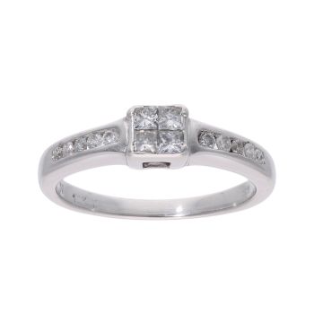18ct White Gold Square 0.25ct Diamond Cluster Ring